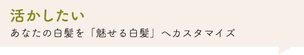 「活かしたい」あなたの白髪を「魅せる白髪」へカスタマイズ